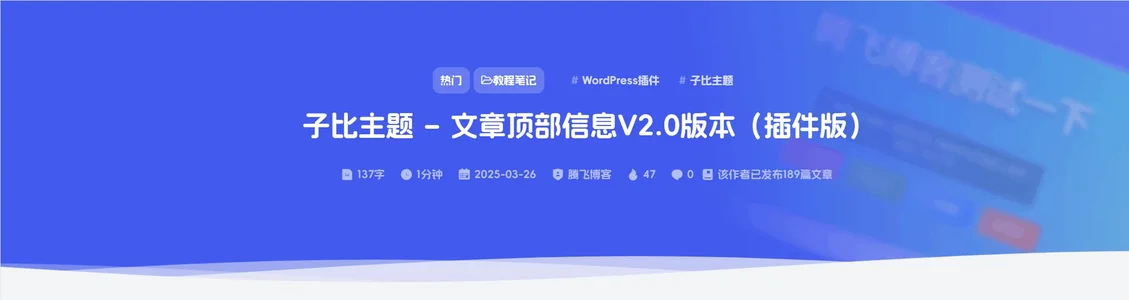 图片[1]-子比主题-文章顶部4.0版本的信息插件-识趣者资源