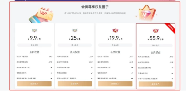 子比主题-自定义会员开通展示 引导区块-识趣者资源